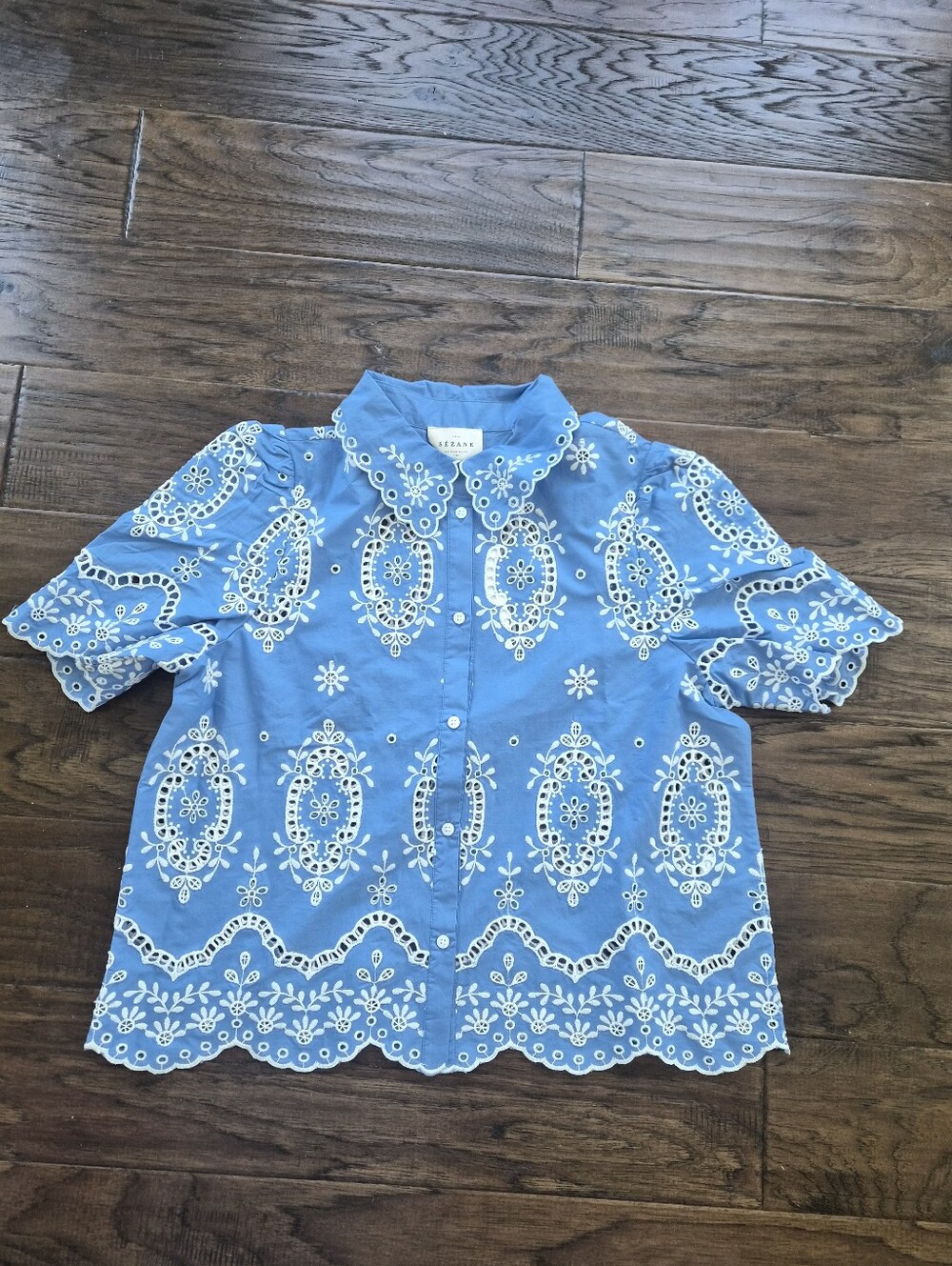 *NWT* [Sezane] Elvira Blouse in Cream Chambray, Size 40/8 - Picture 3 of 12